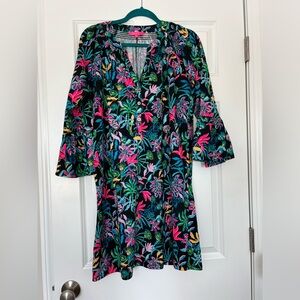 Colorful Lilly Pulitzer dress size L bell sleeves v-neck
